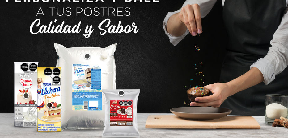 Productos lácteos culinarios Nestlé Professional para cocinas profesionales, ideales para salsas, repostería y postres HoReCa.