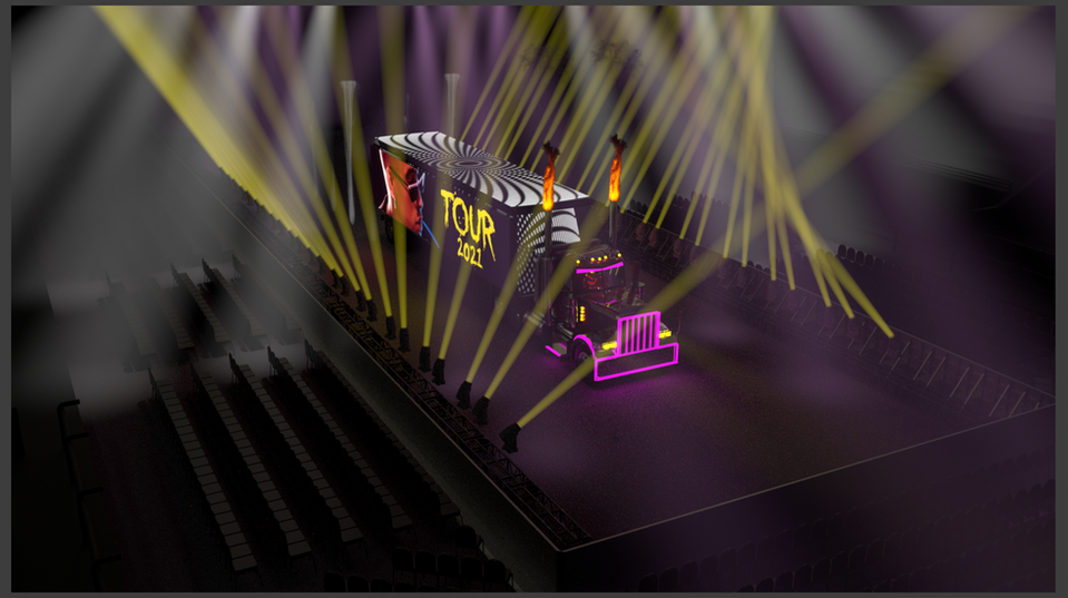 Bad Bunny , Bad Bunny Concert, Bad Bunny Concert setup, Bad Bunny stage Design , Production design, set designer