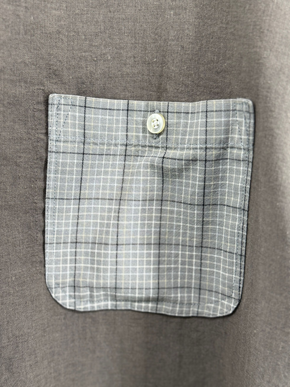 Thumbnail: Men’s up-cycled XL gray with plaid button-down shirt