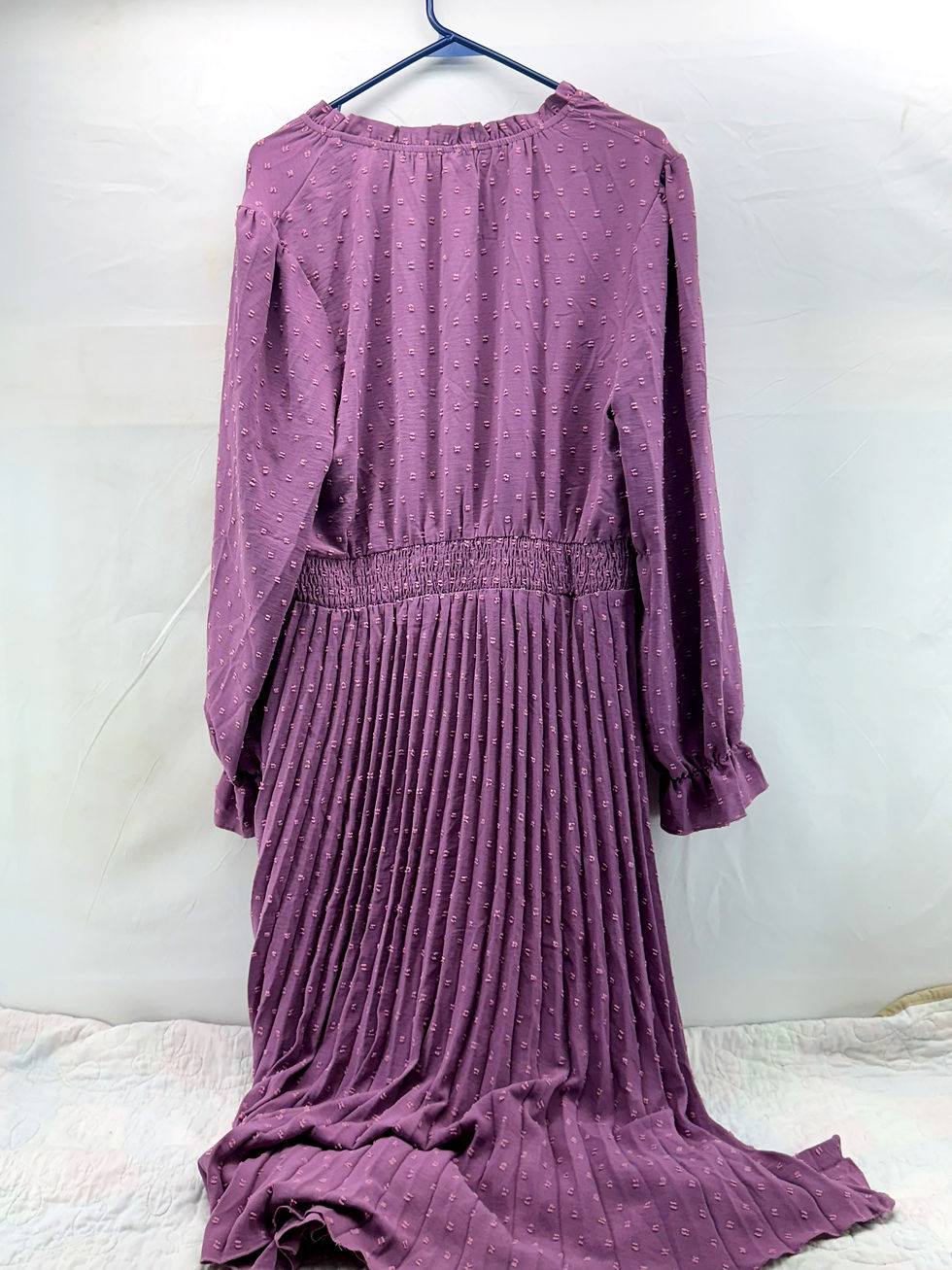 Thumbnail: Pretty Garden Purple Pleated Dress L