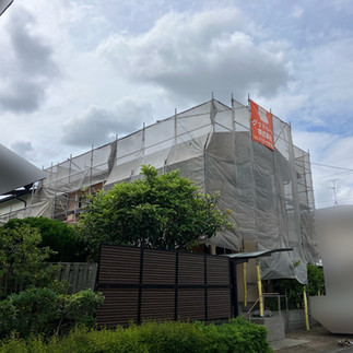 菊池郡菊陽町外壁屋根塗装工事　足場仮設