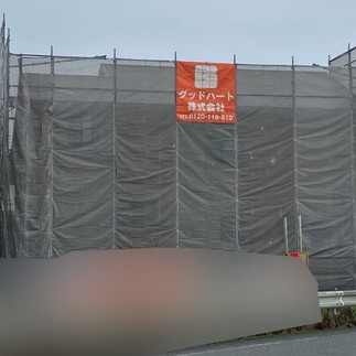 八代市中北町屋根塗装工事　足場仮設