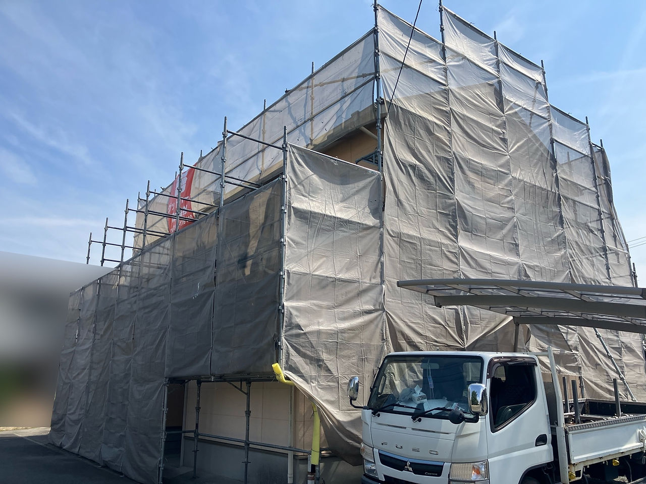 宇土市築籠町外壁屋根塗装工事　足場仮設