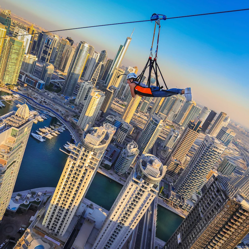 Dubai Marina esperienza zipline la più lunga al mondo 