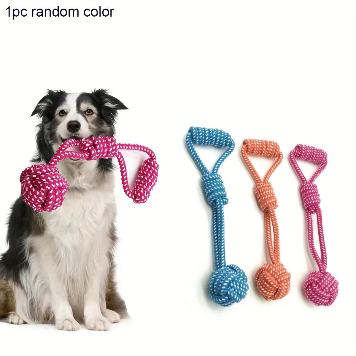 1pc Durable Dog Rope Toy with Ball - All-Breed