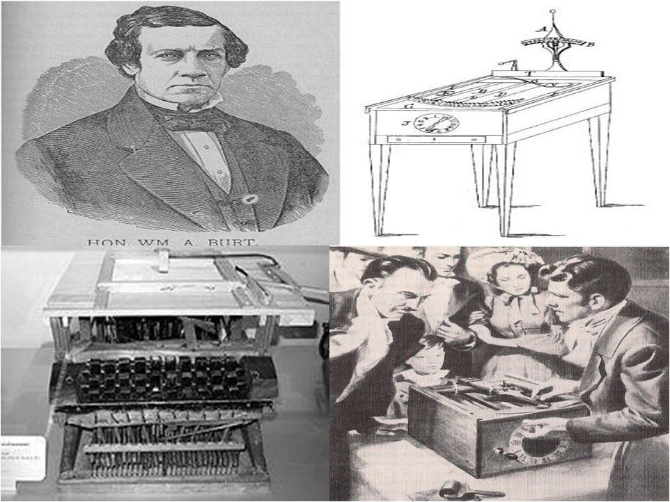 William Austin Burt obtuvo la patente estadounidense N.º 5581X por su invento
