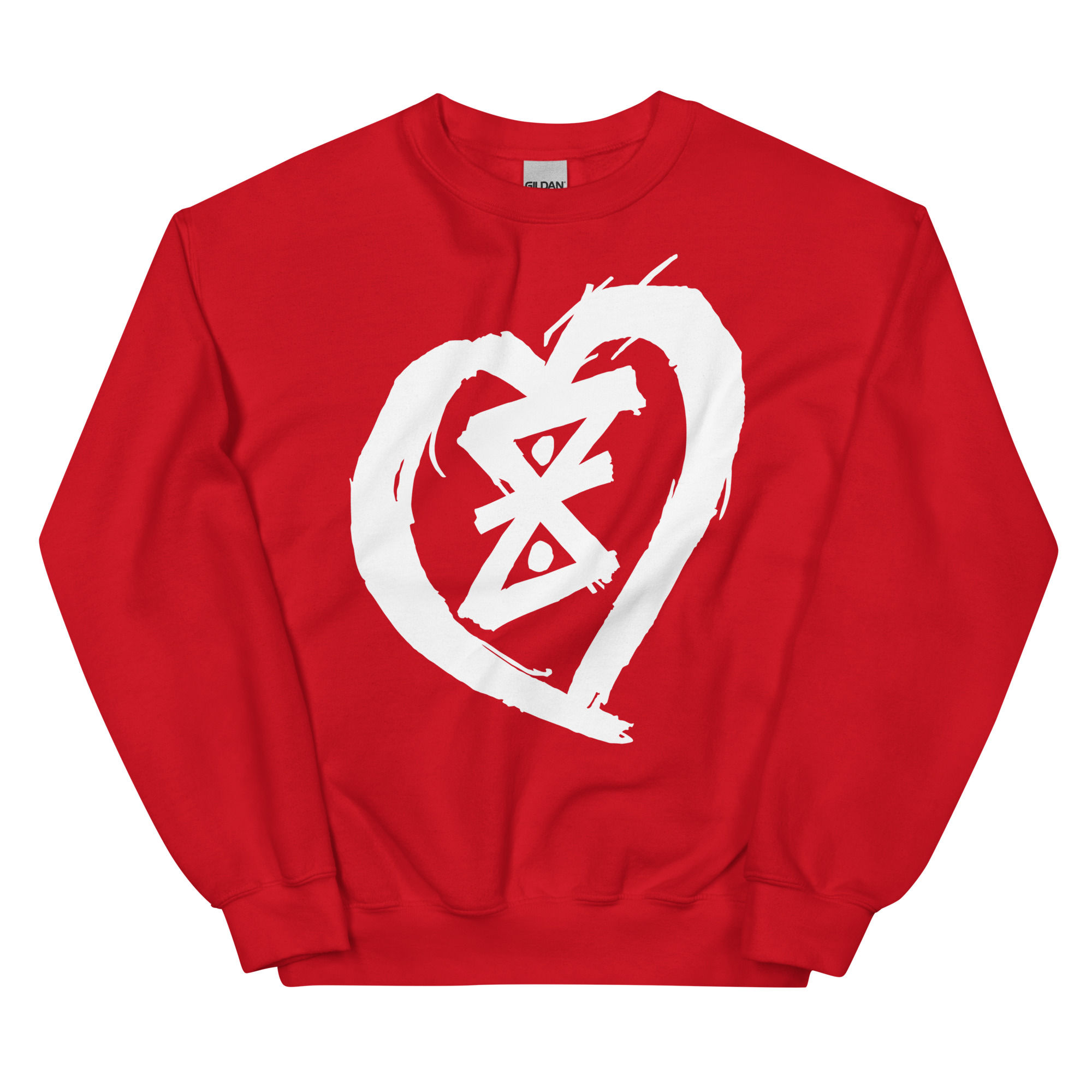 Red Unisex Sweatshirt, Humble Heart in White