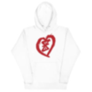 White Unisex Hoodie with Humble Heart in Red