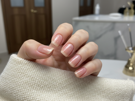 Natural pink gel manicure at Upscale Nail Studio in North Vancouver