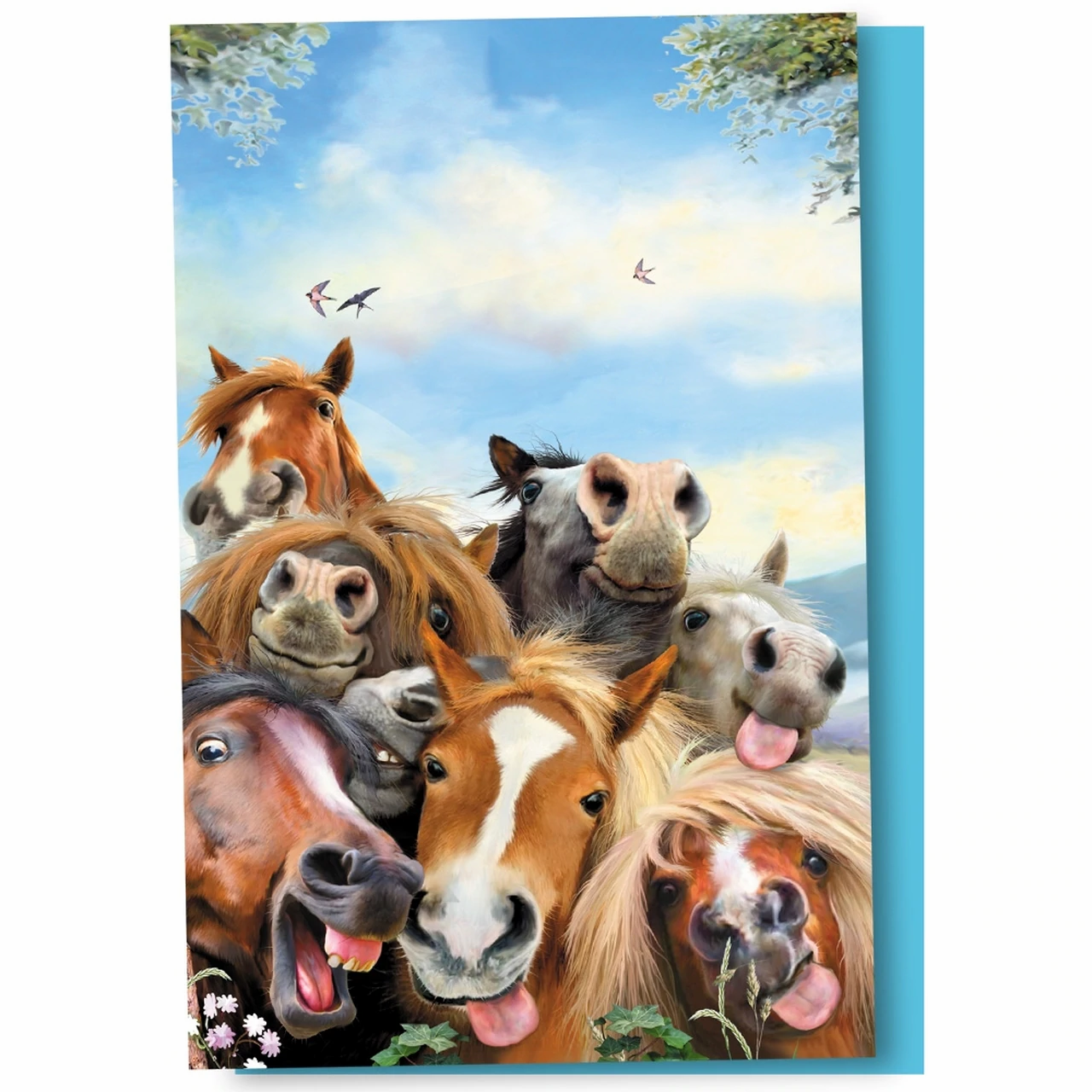 Ensemble de 12 cartes Selfie de chevaux