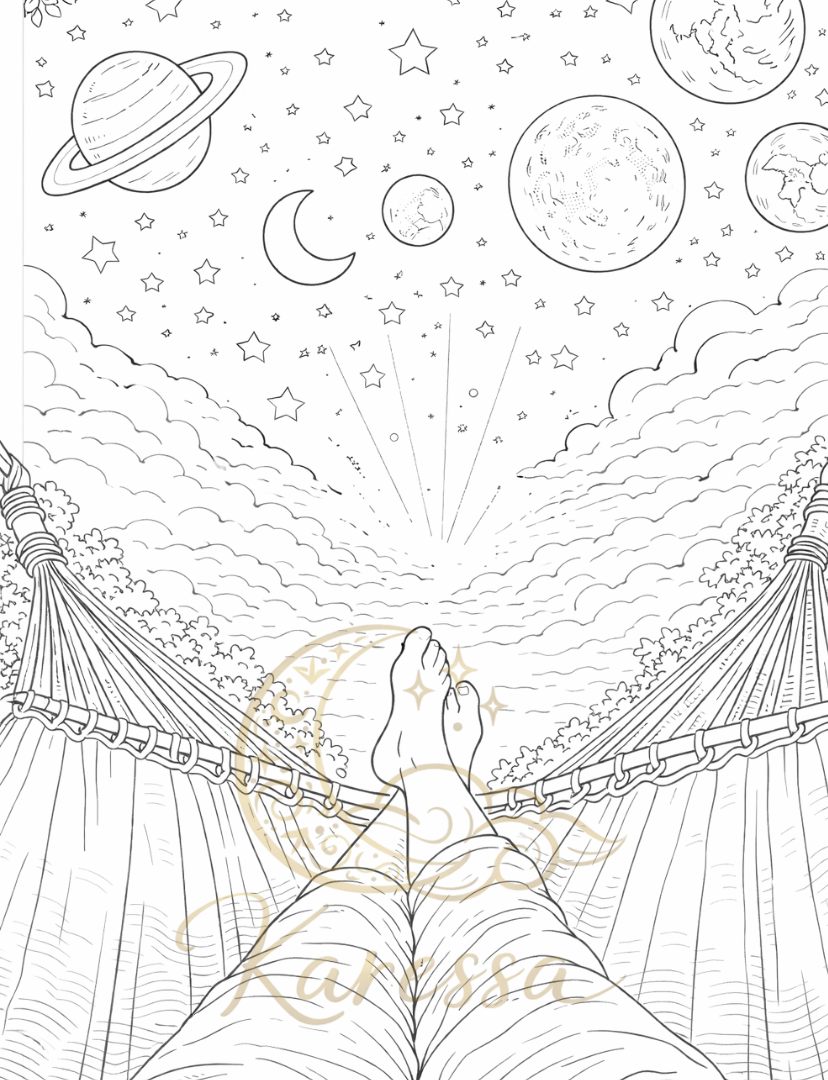 Thumbnail: Celestial Calm Coloring Book 1 Beneath the Moon & Stars: A Gentle Celestial Colo