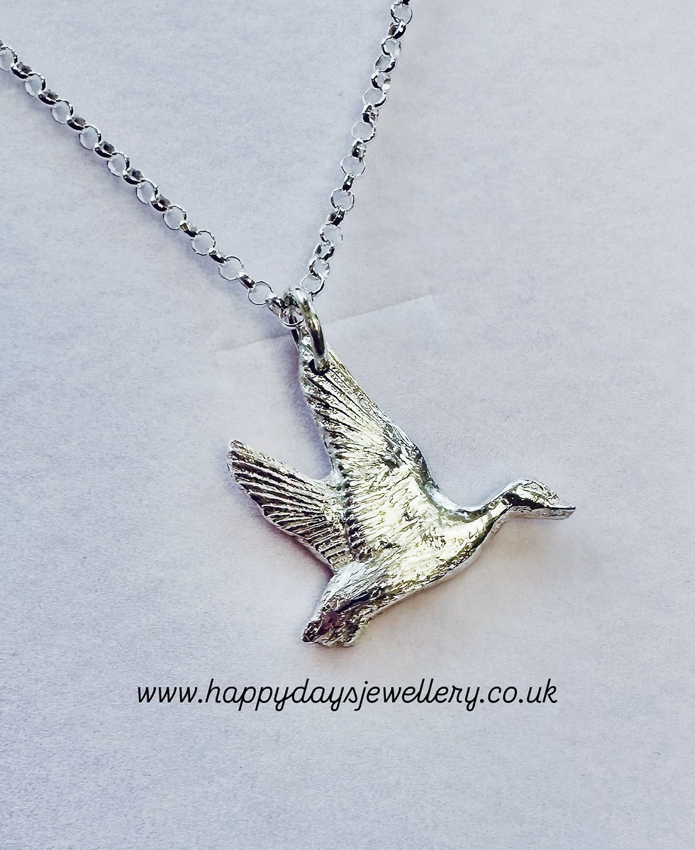 Thumbnail: Duck Necklace, Silver Flying Duck Necklace