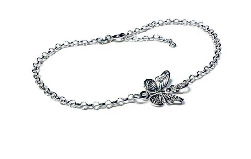 adjustable length sterling silver butterfly bracelet