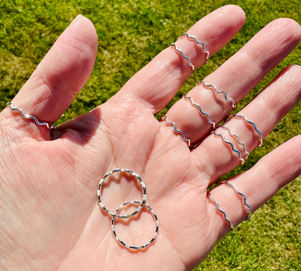 Thumbnail: Wavy Silver Ring, recycled silver stacker ring