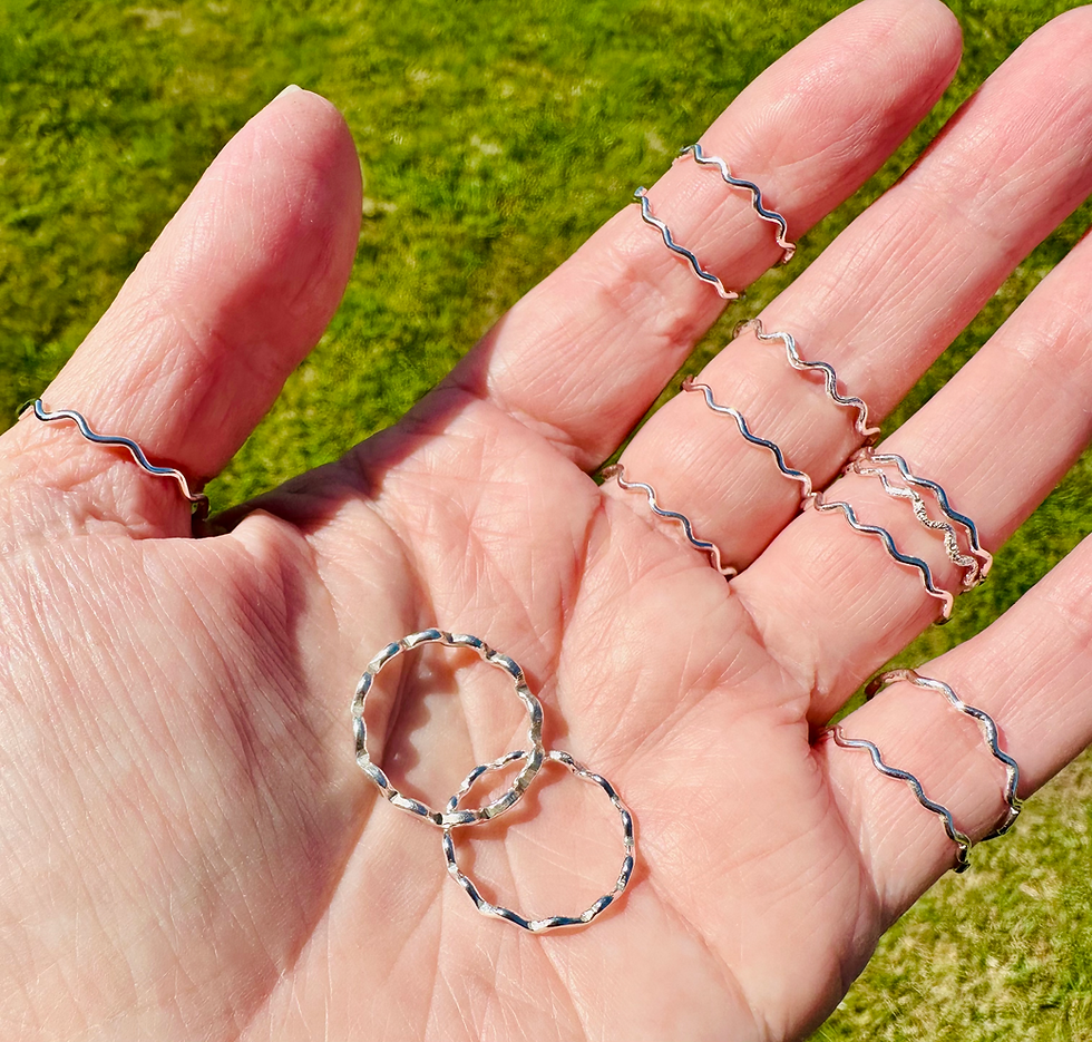 Thumbnail: Wavy Silver Ring, recycled silver stacker ring