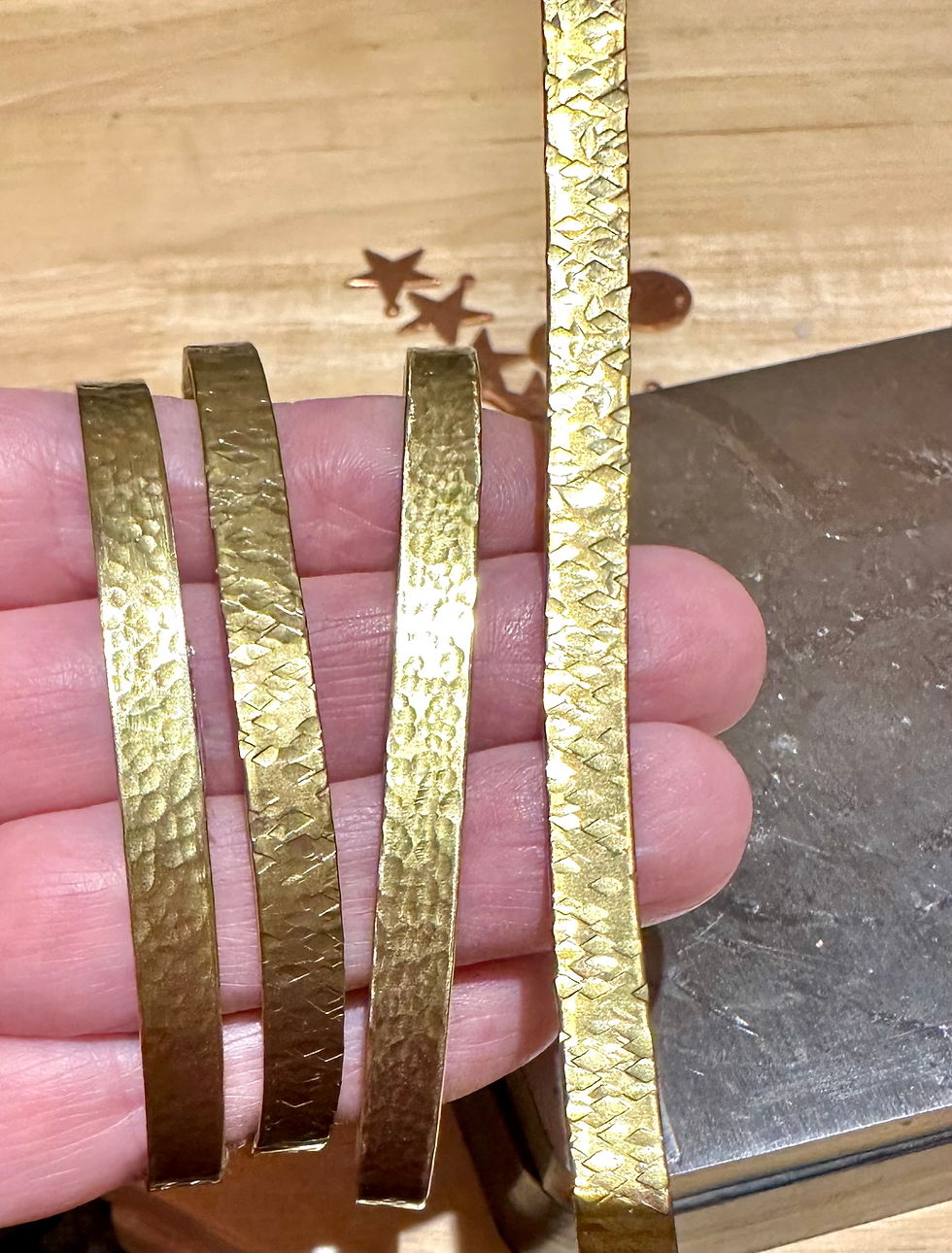 Thumbnail: Hammered Brass Cuff Bangle