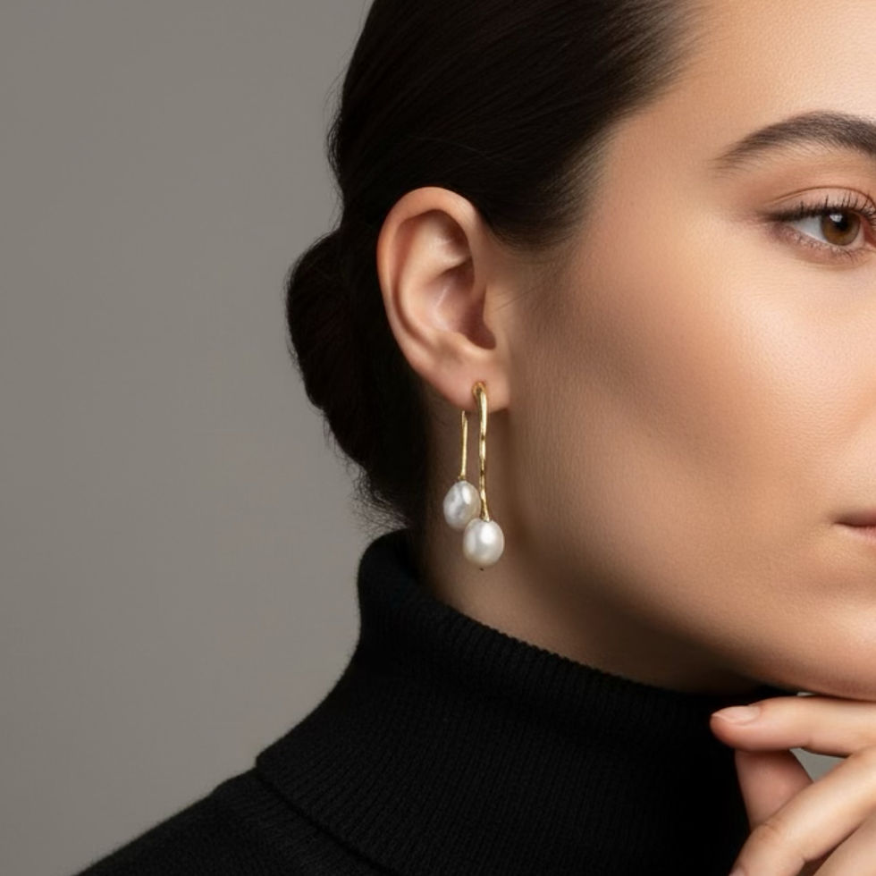 Miniatura: Pendiente doble perla cultivada 