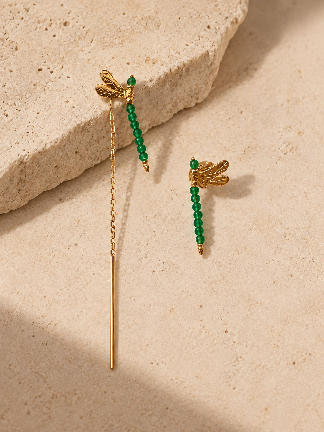 Libelulas artesanales ágata verde