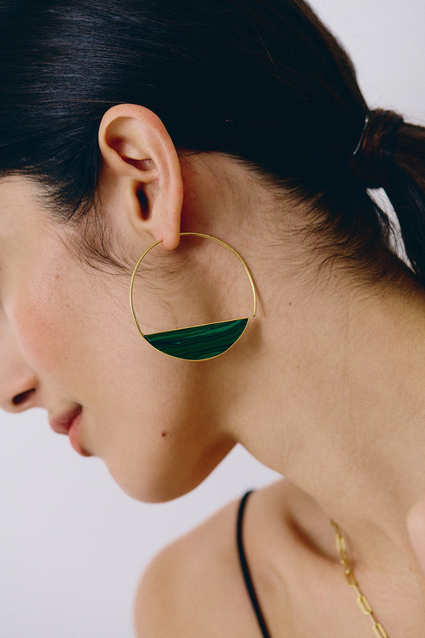 Pendientes aro Maxi malaquita 