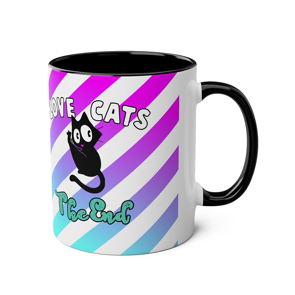 Thumbnail: The Cure Love Cats Two-Tone Coffee Mug - 11oz, Ideal Gift for Cat Lovers