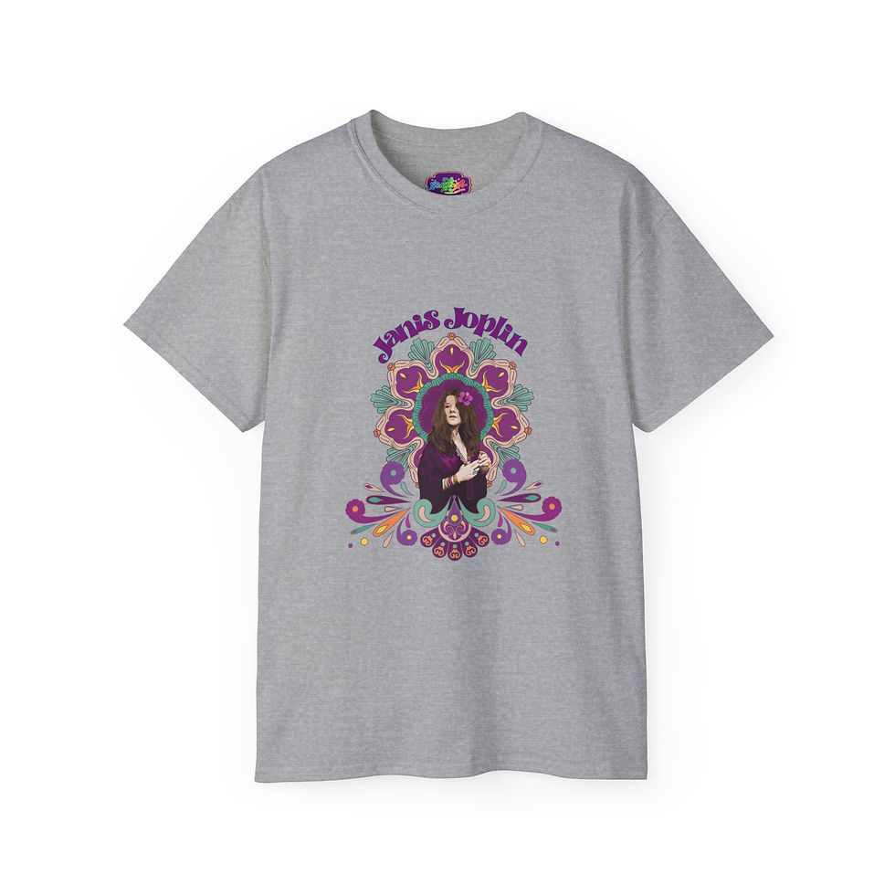 Vintage Illustrated Art Inspired Janis Joplin Floral Unisex - Music Fan Art