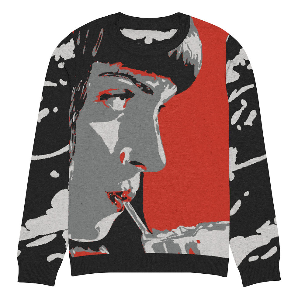 Thumbnail: Pulp Fiction Red & Grey Knitted crew neck sweater