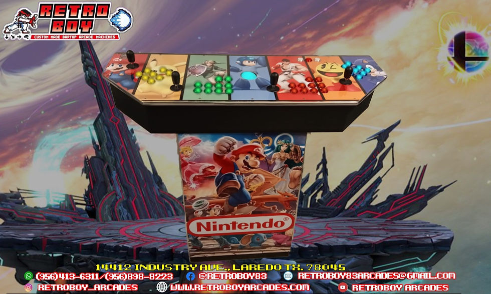 New SMASH BROTHERS  4 Player Arcade Pedestal with Hypermax  & RGB Trackball
