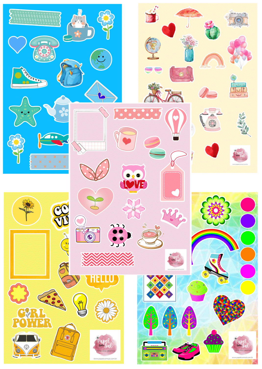 Pack 10 cartelas de adesivos