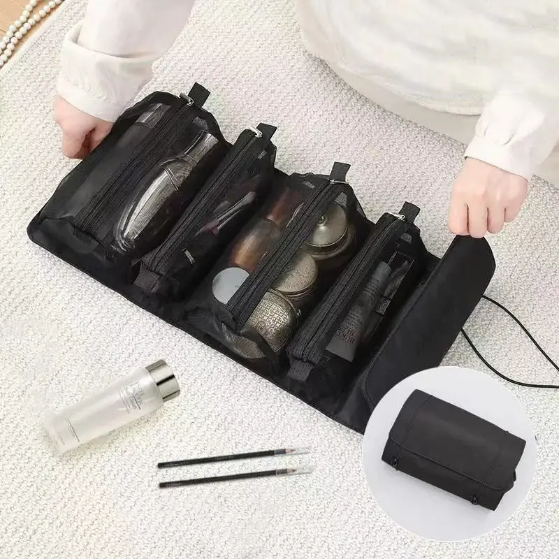 Thumbnail: 4 in 1 Cosmetic Bag for Women Zipper Mesh Separable Cosmetics Pouch Ladies