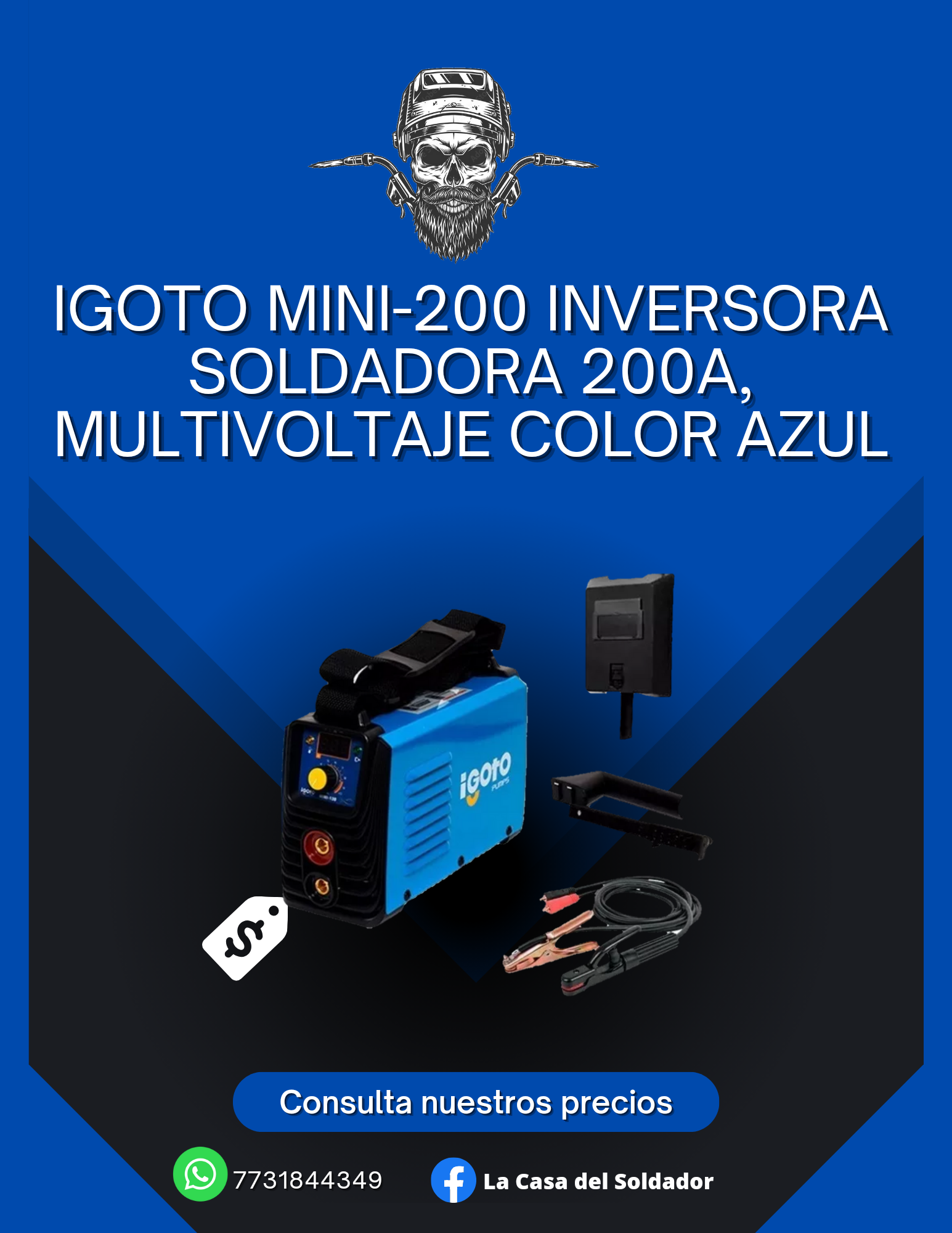 Igoto Mini-200 Inversora Soldadora 200a, Multivoltaje Color Azul