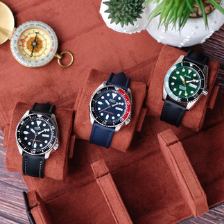 Tri-Hexa Watch Box with the Seiko SKX007, SKX009 and Alba watches