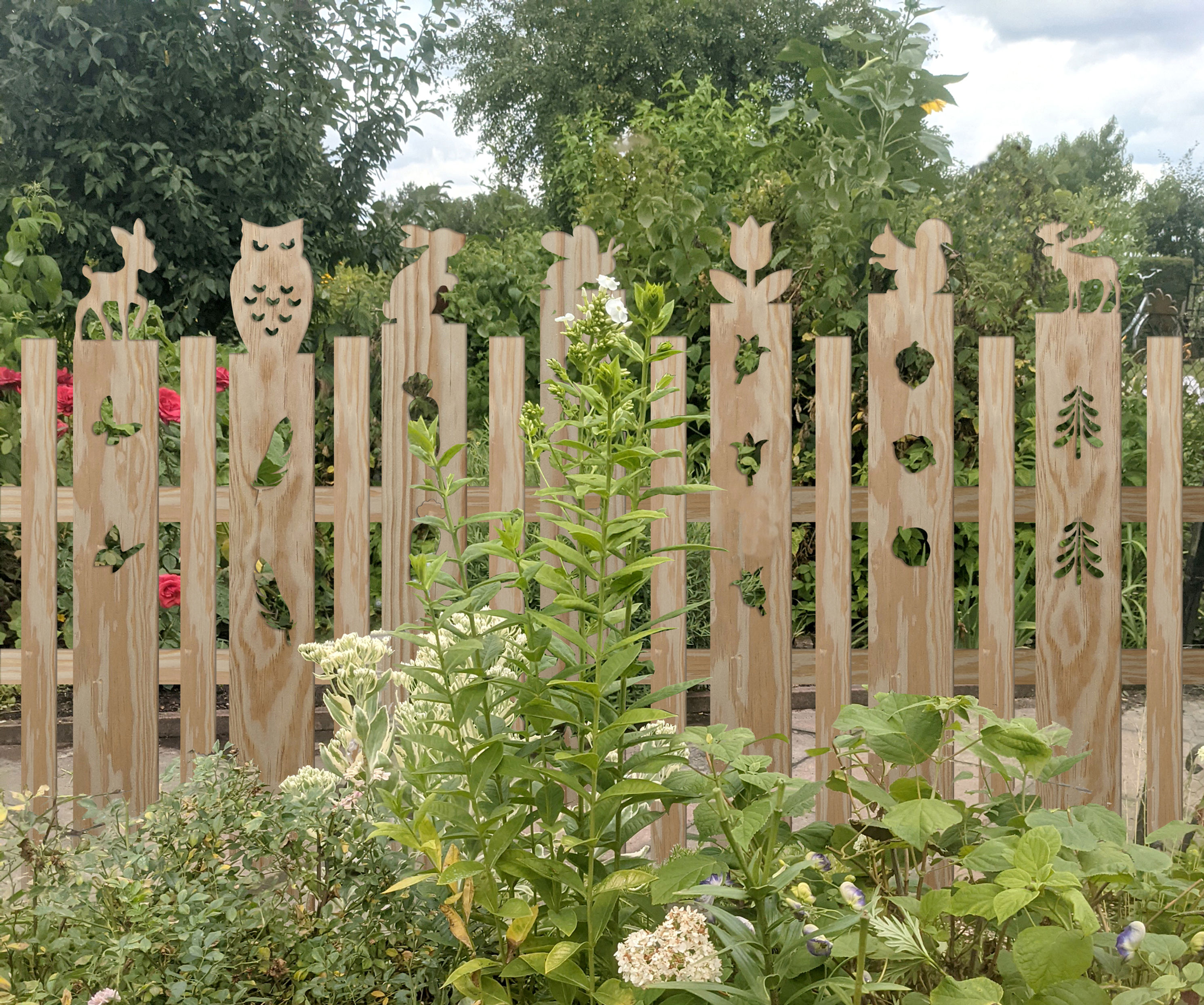 Zaunlatten aus Holz (Tiere Motive)