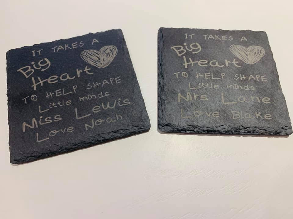 Personalised slate coasters, personalised engraved slate coasters, christmas gift ideas, birthday gift ideas, Personalised gifts for her, personalised gifts for him, laser cabin gifts