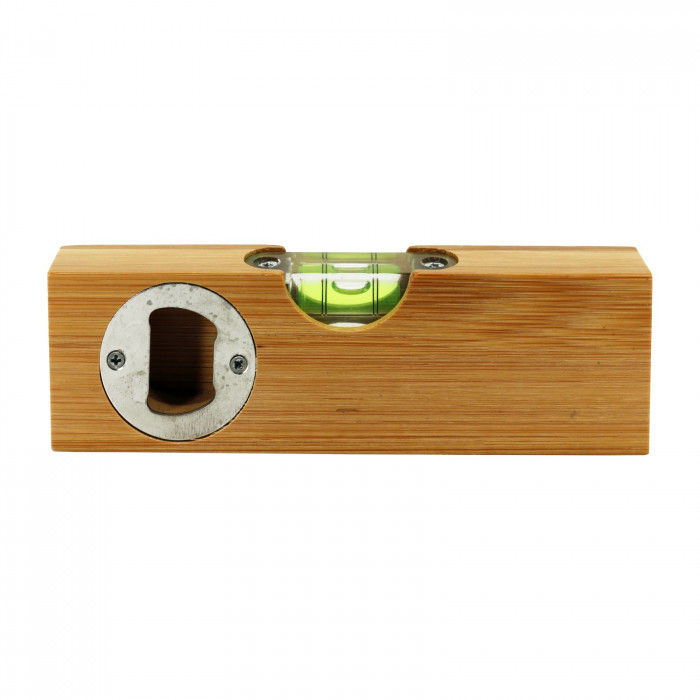 Personalised Bamboo Bottle Opener with Built-In Spirit Level