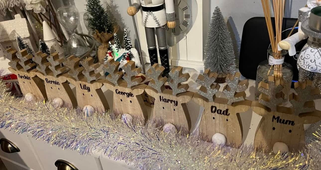 Personalised Wooden Reindeer Christmas Decoration