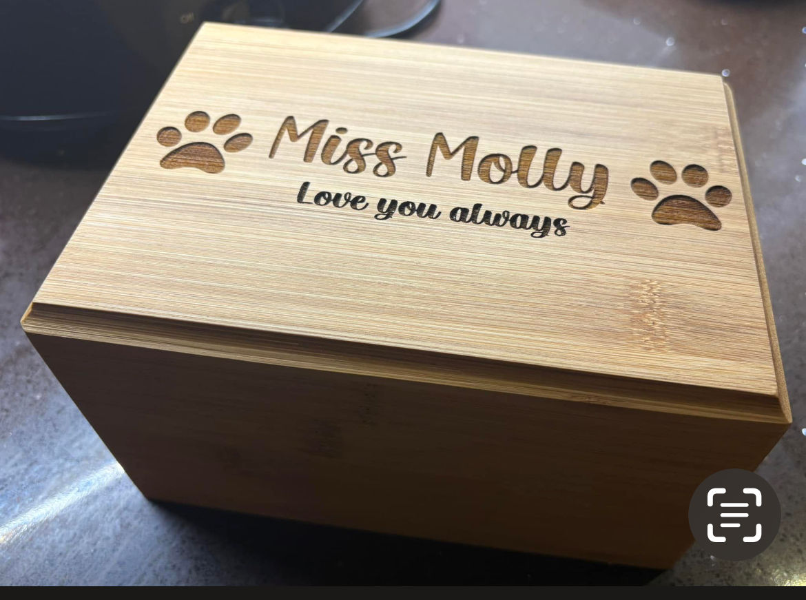 Personalised Bamboo Memorial Urn for Human or Pet Ashes