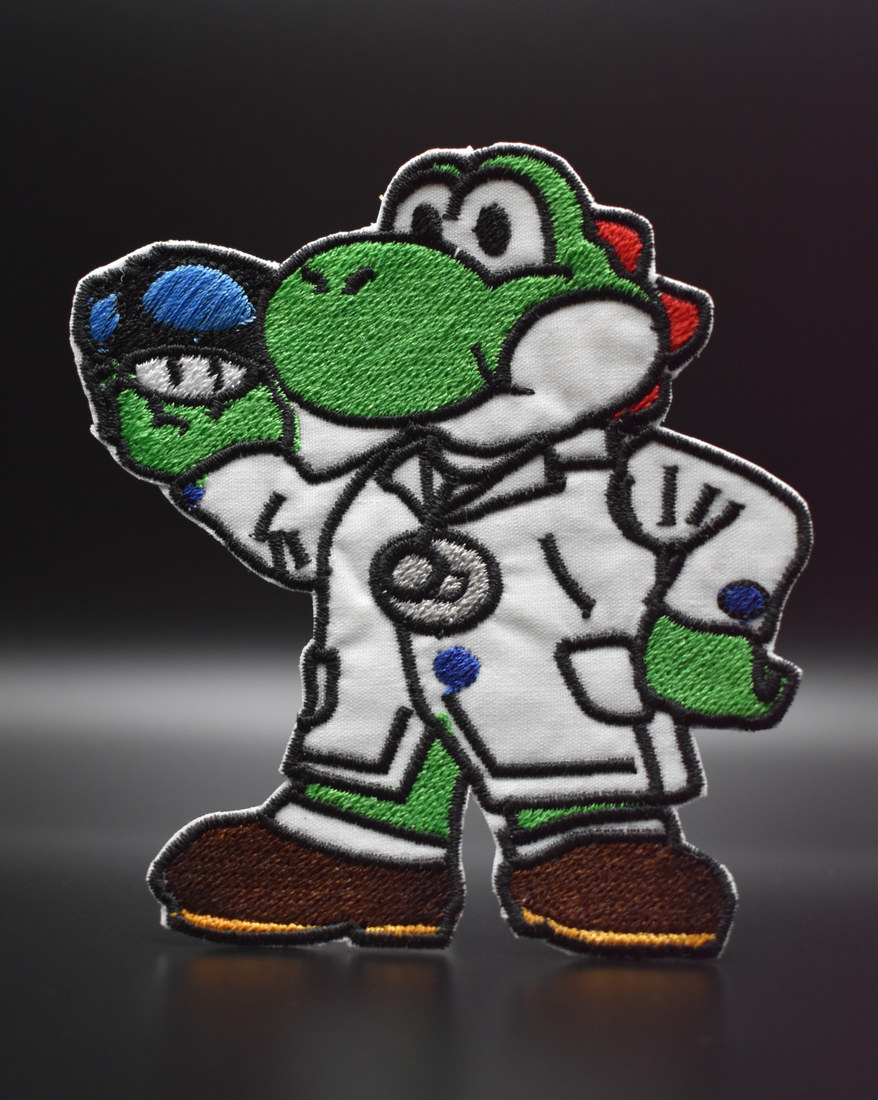Dr. Yoshi patch 3"x3" embroidered by Dino Spores