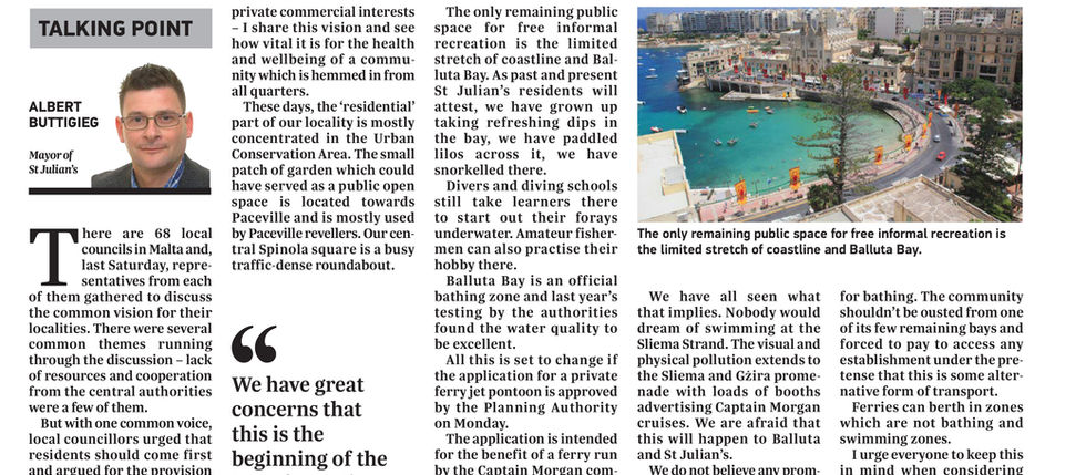 Balluta Bay should be open for all