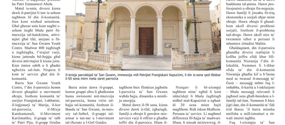 Il-parrocca ta' San Ġwann: 50 sena servizz lill-komunità