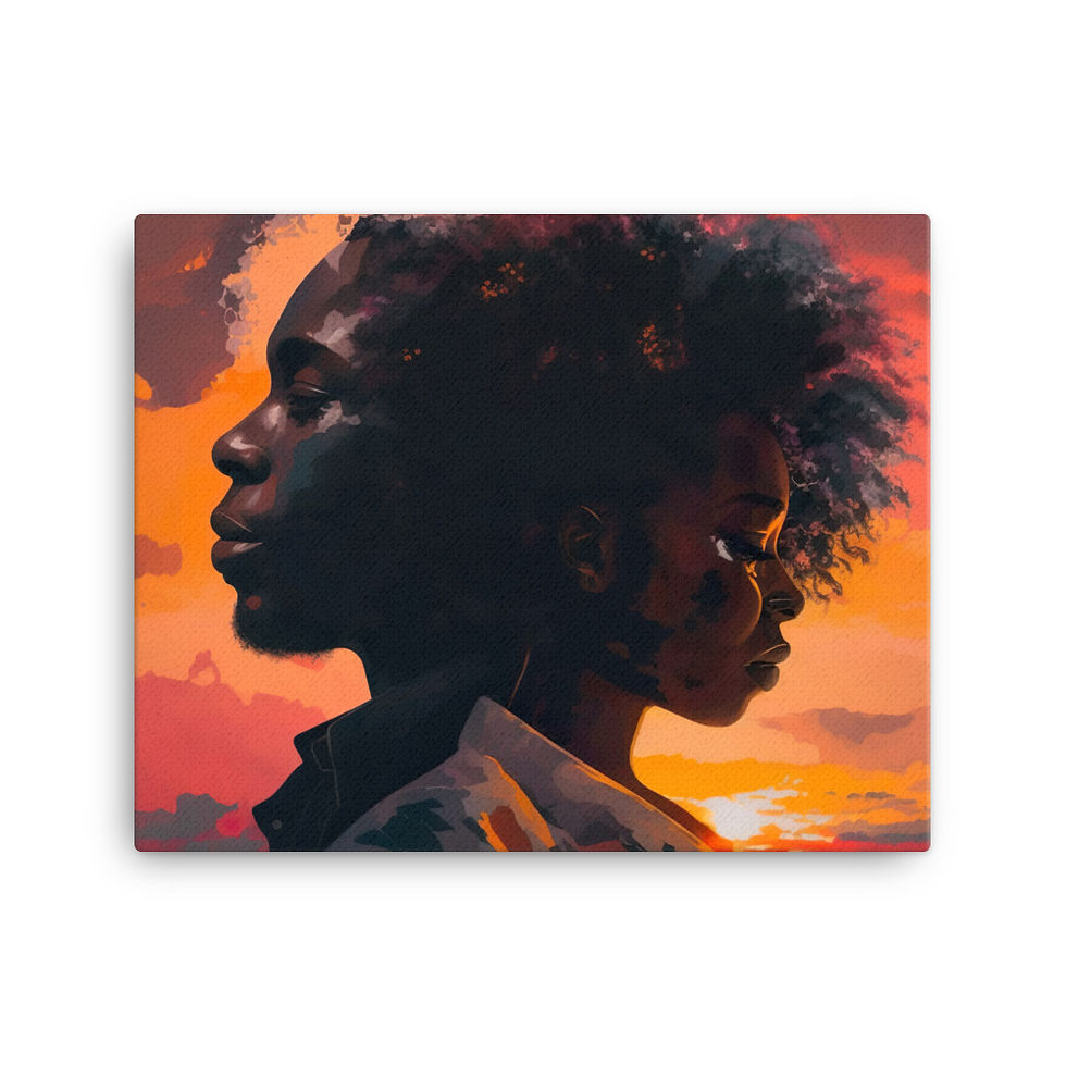 Thumbnail: 3 Abstract Afro Couple Canvas Wall Art