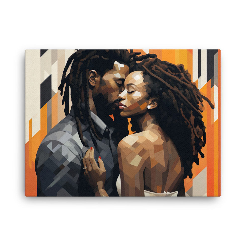 Thumbnail: 4 Bauhaus Geo Dreadlocks Couple Canvas Wall Art