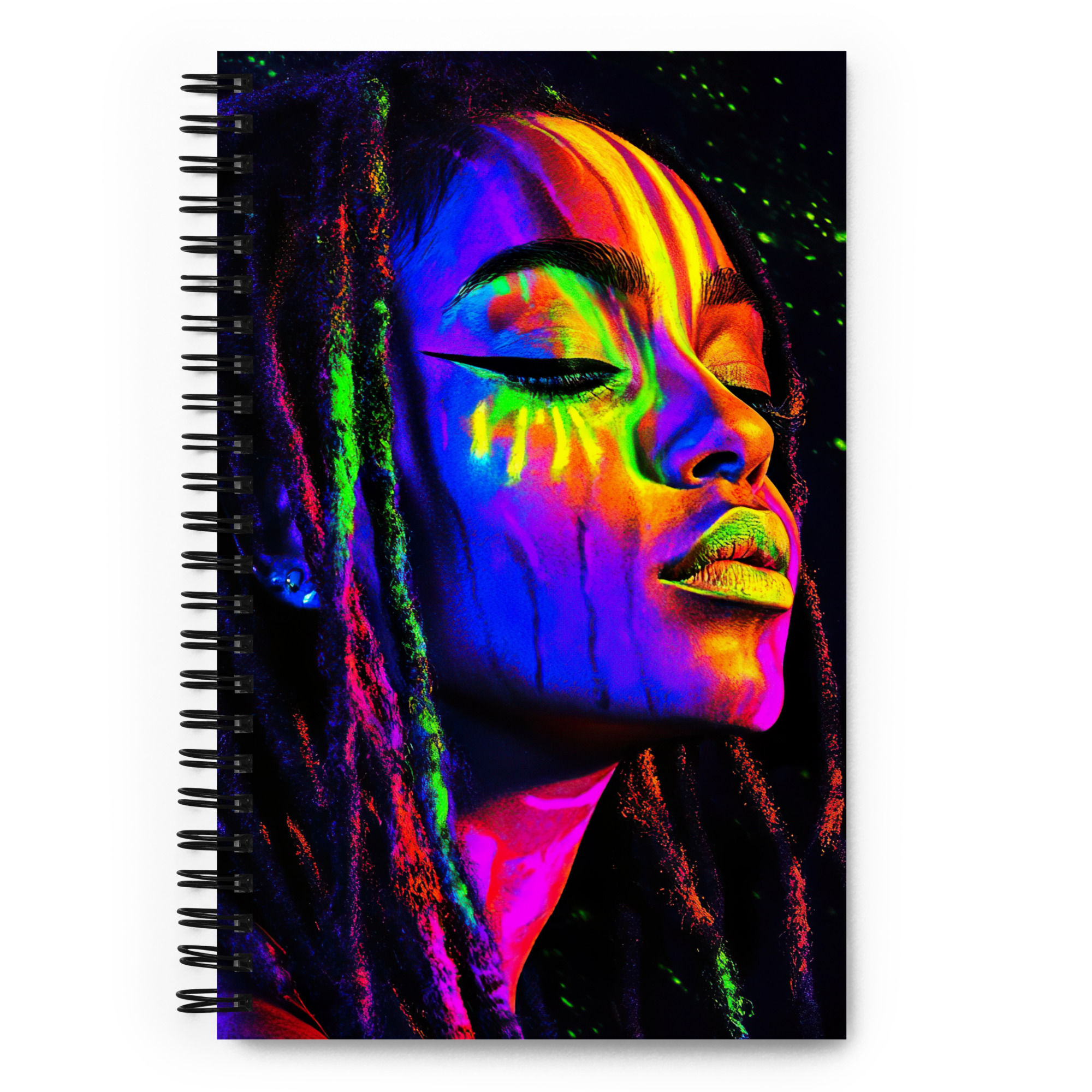 4 Fluorescent Art Dreadlocks Woman Spiral Notebook