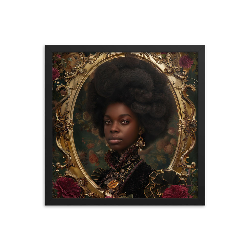Thumbnail: 3 Rococo Art Afro Woman Framed Art Print