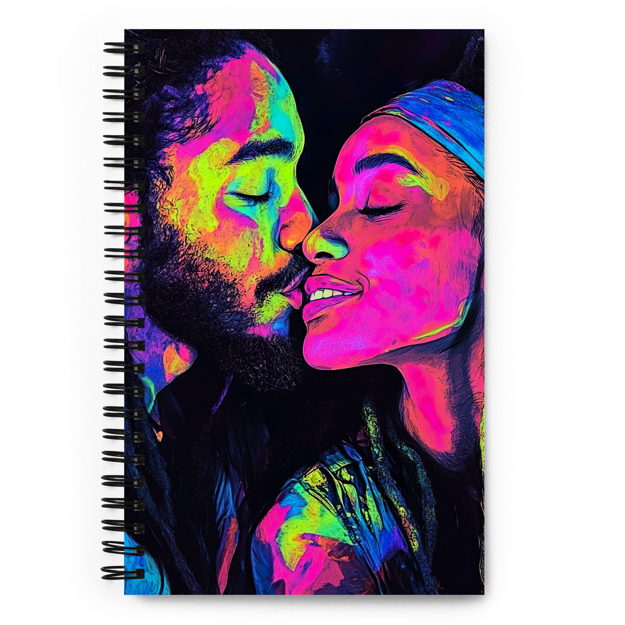 3 Fluorescent Art Dreadlocks Couple Spiral Notebook