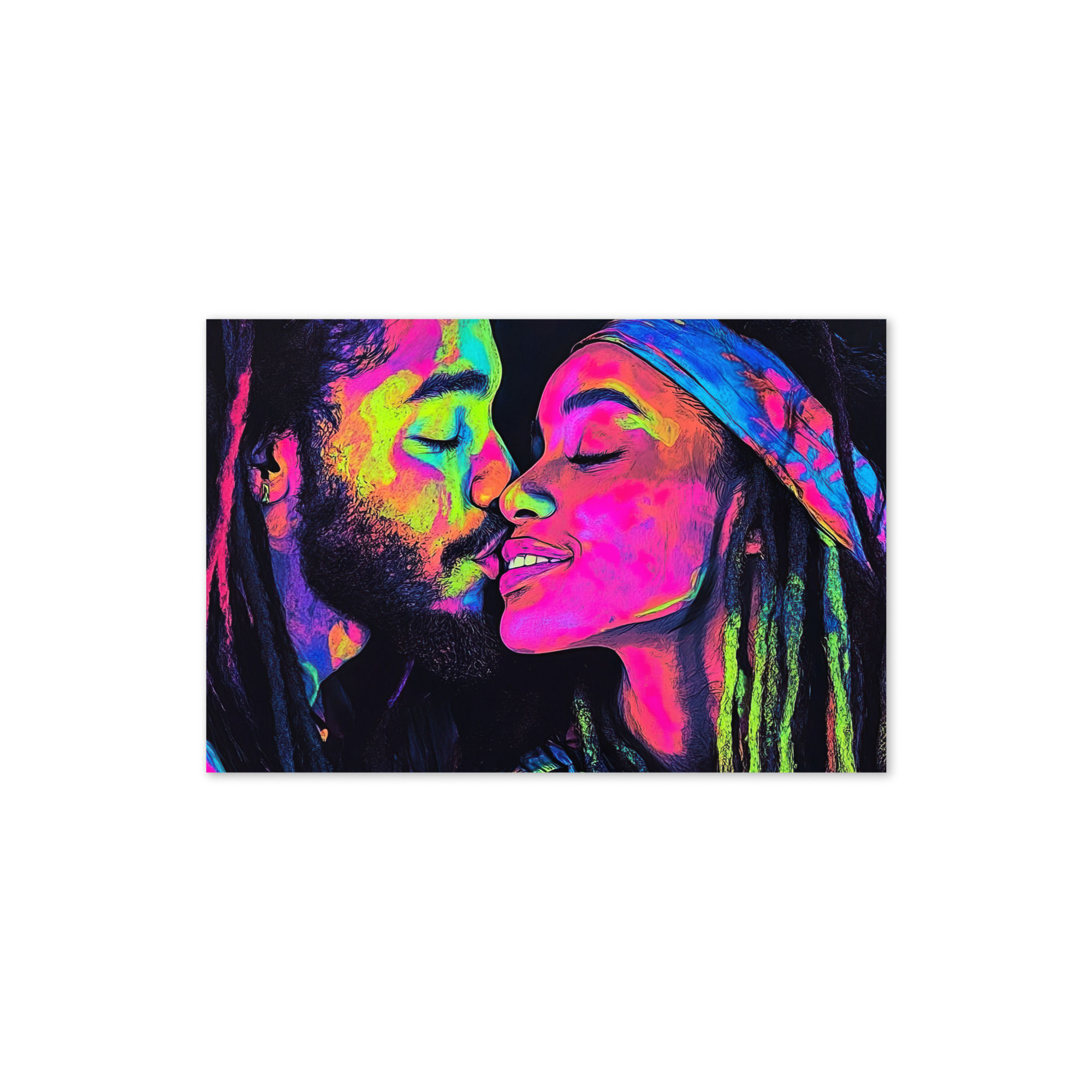 3 Fluorescent Art Dreadlocks Couple Greeting Card