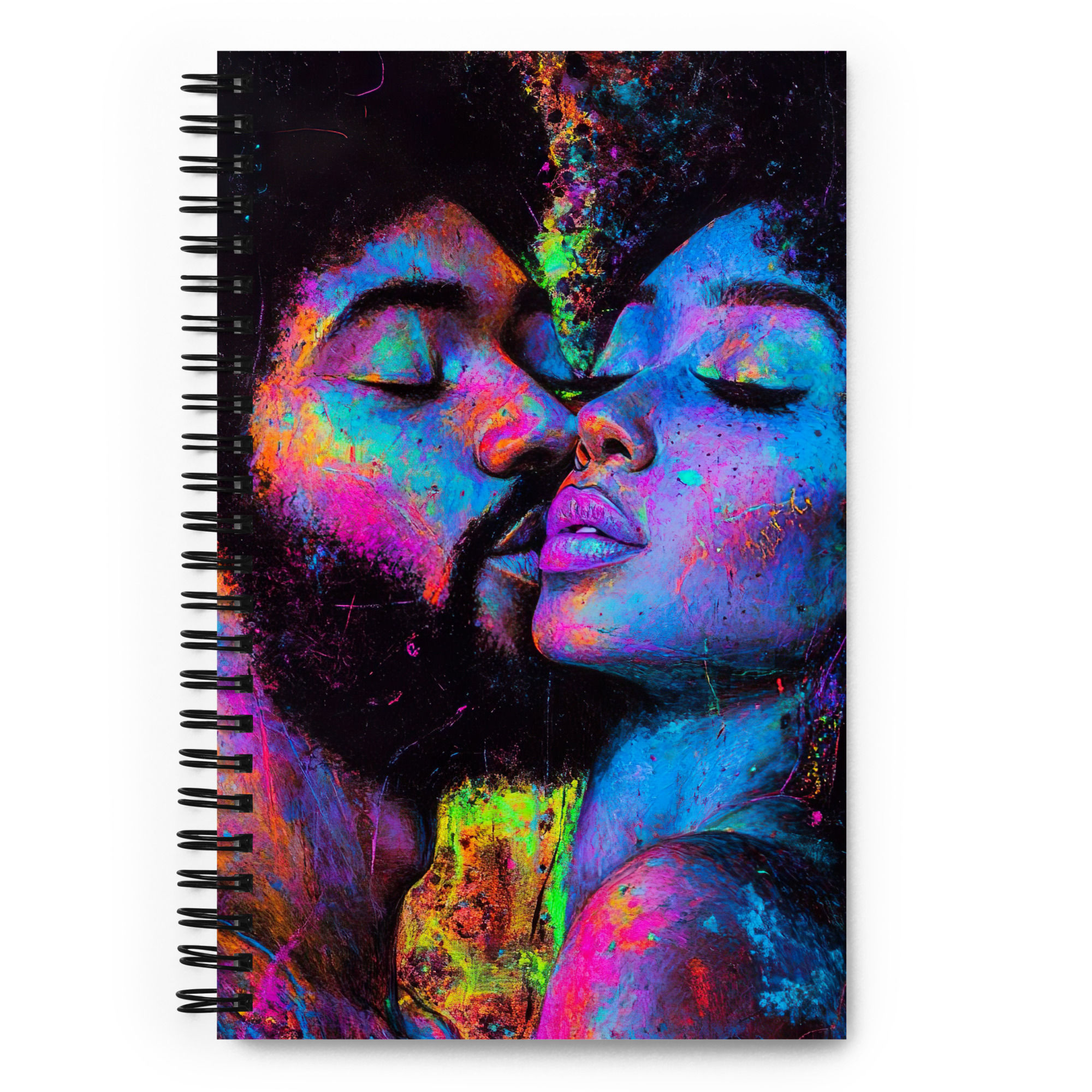 3 Fluorescent Art Afro Couple Spiral Notebook