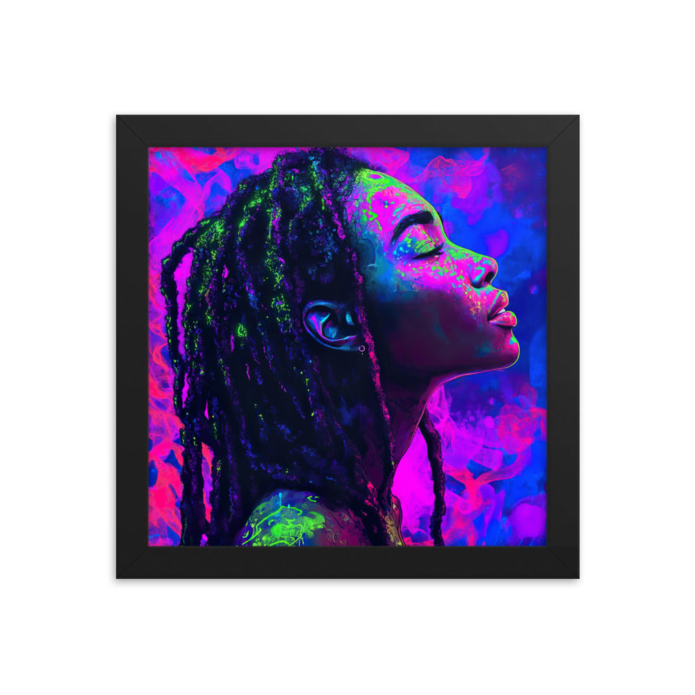 3 Fluorescent Dreadlocks Woman Framed Art Print