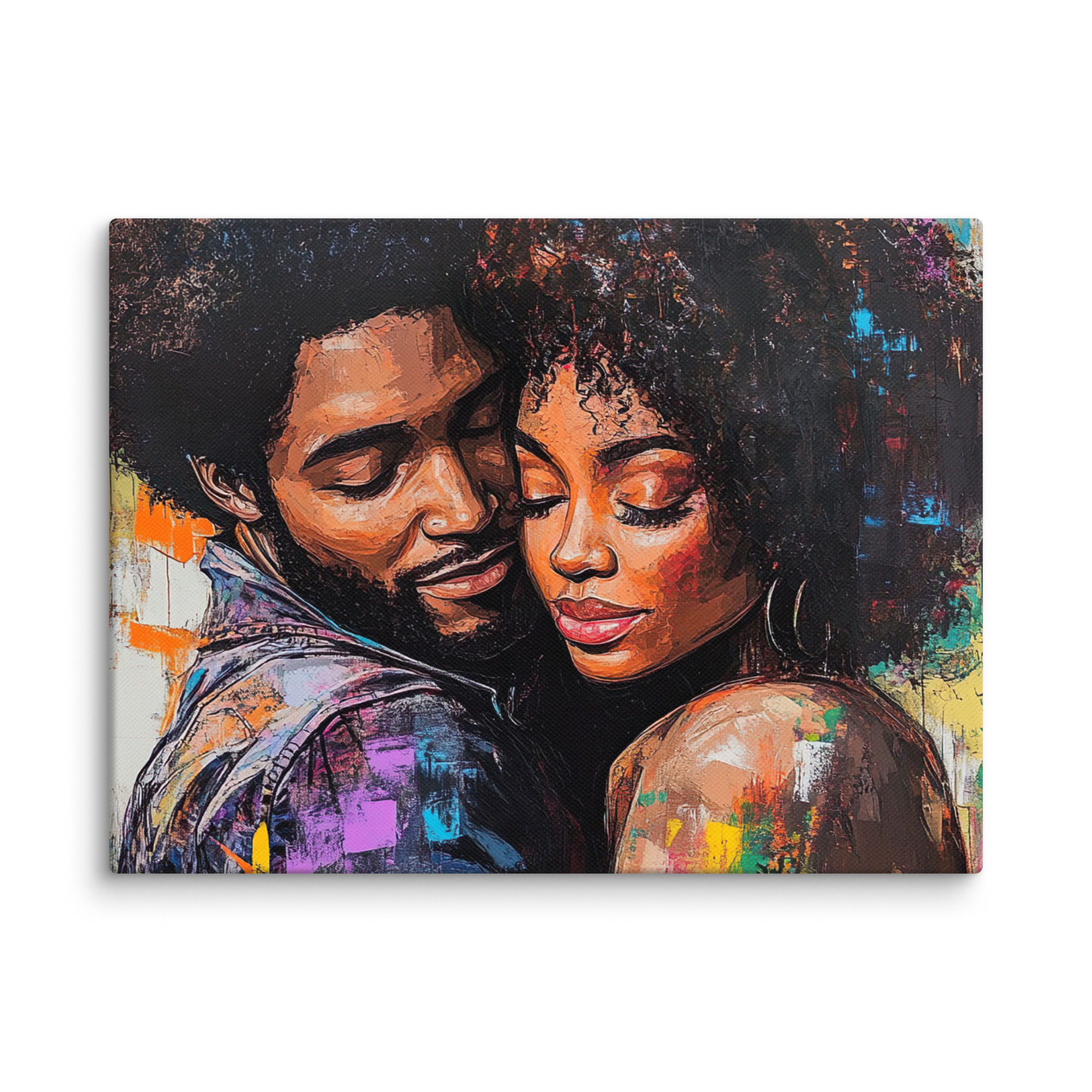 2 Graffiti Art Afro Couple Canvas Wall Art