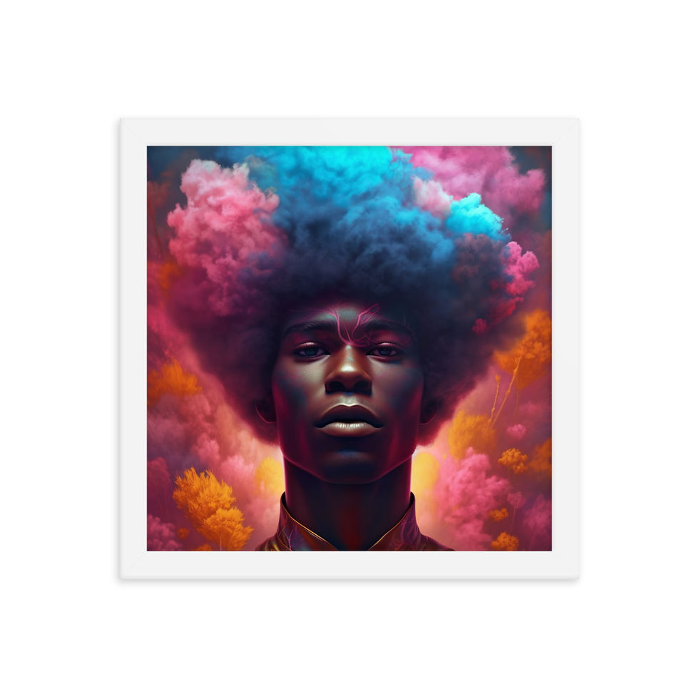 Thumbnail: 2 Surrealism Art Afro Man Framed Art Print