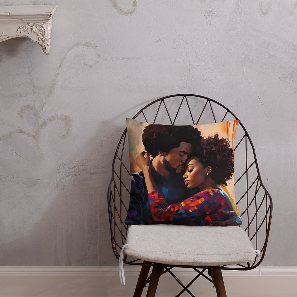 Thumbnail: 4a Expressionism Afro Couple Premium Cushion